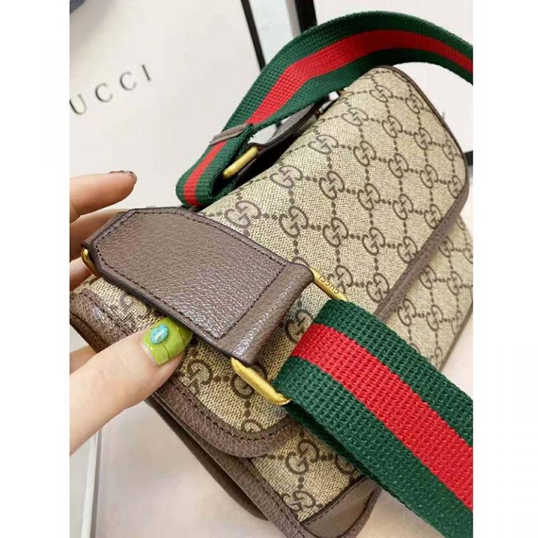 Gucci Unisex Neo Vintage Small Messenger Bag Beige/Ebony GG Supreme ...