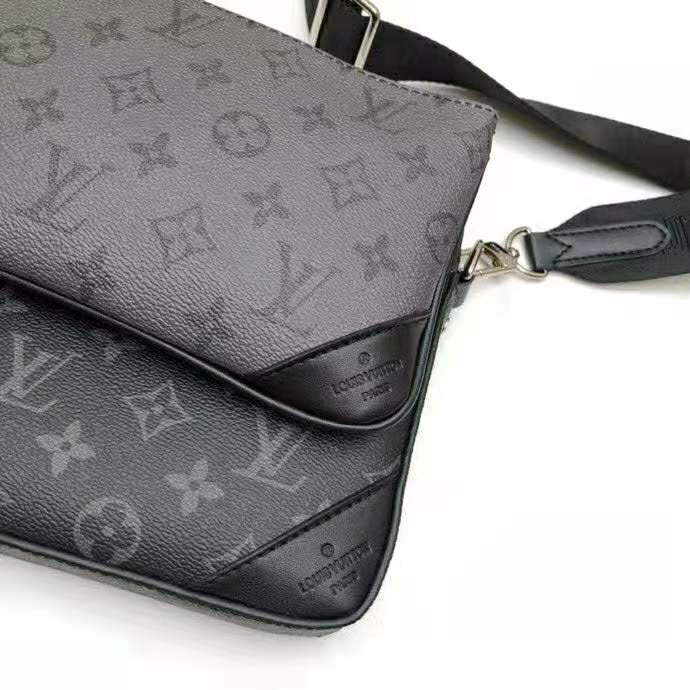 Louis Vuitton Trio Messenger Bag Gray Monogram In Black Calfskin Leath -  Praise To Heaven
