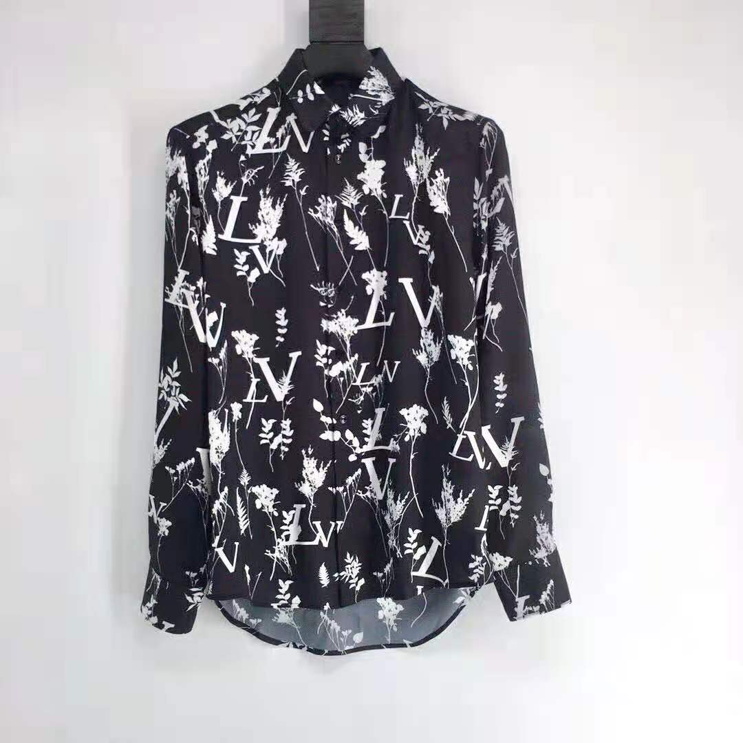 Louis Vuitton Printed Long-sleeved Silk Shirt Multico. Size L0