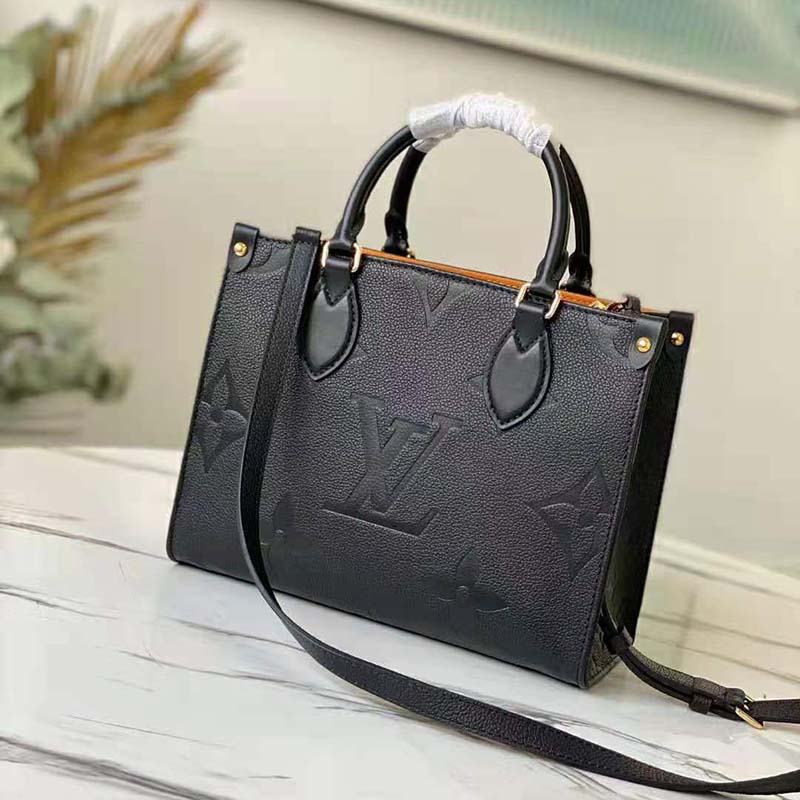 Louis Vuitton LV x YK Onthego MM Black Flower Marquetry in Embossed Grained  Monogram Empreinte Cowhide Leather with Gold-tone - US