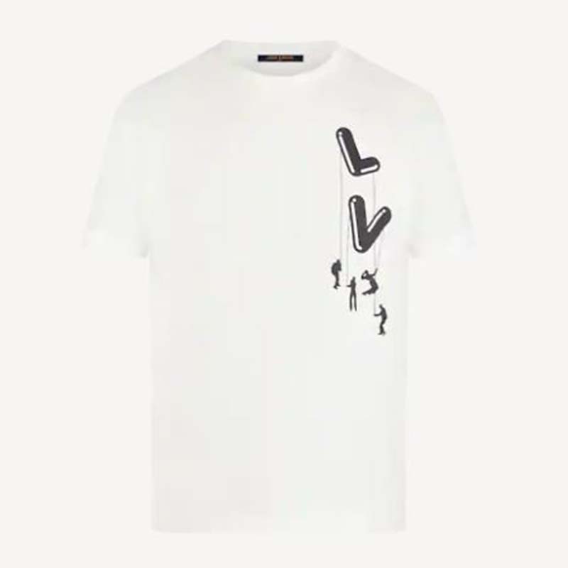 Louis Vuitton Women Floating LV Printed T-Shirt Cotton White Slim Fit ...