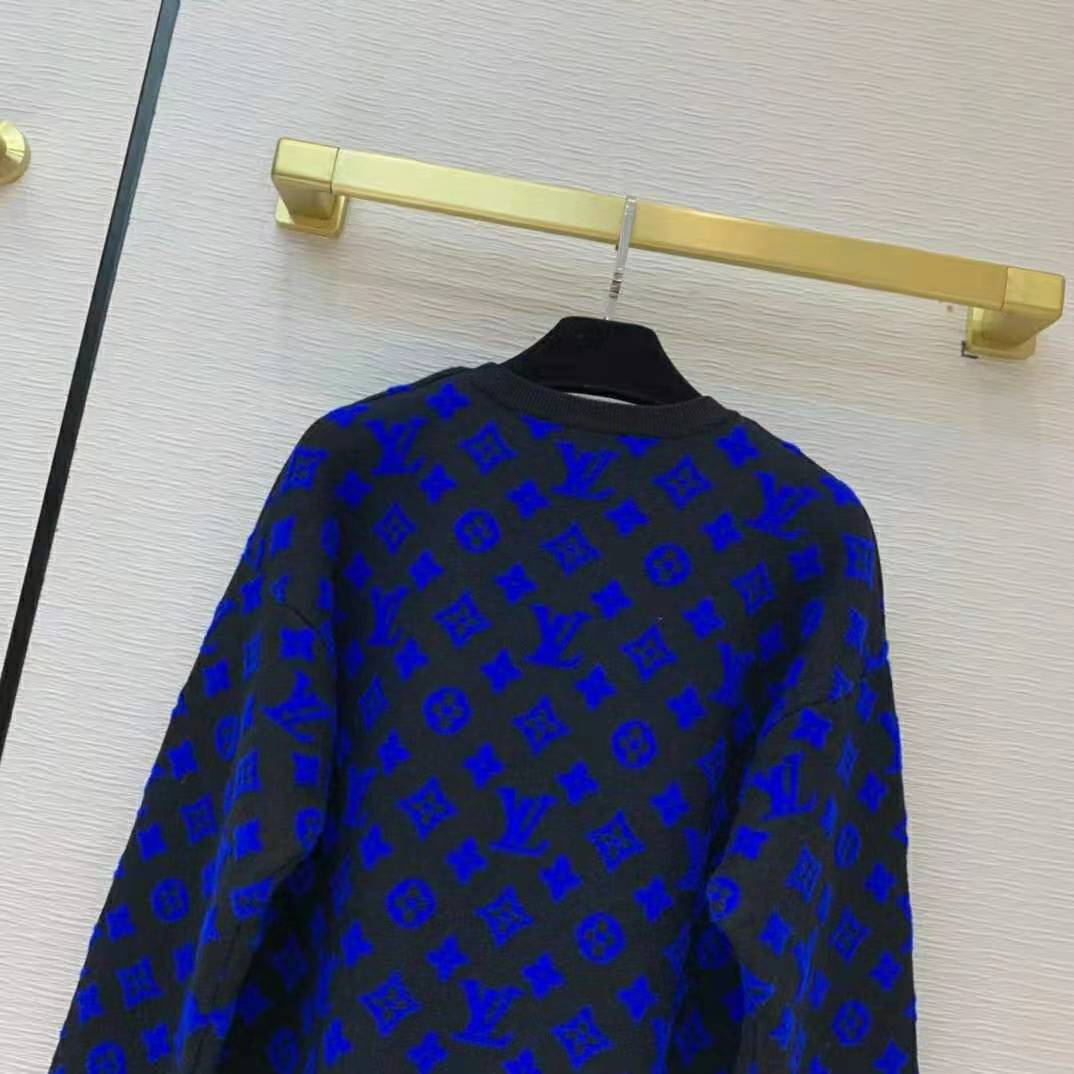 Louis Vuitton LV full monogram jacquard crew neck new Blue Cotton  ref.240400 - Joli Closet