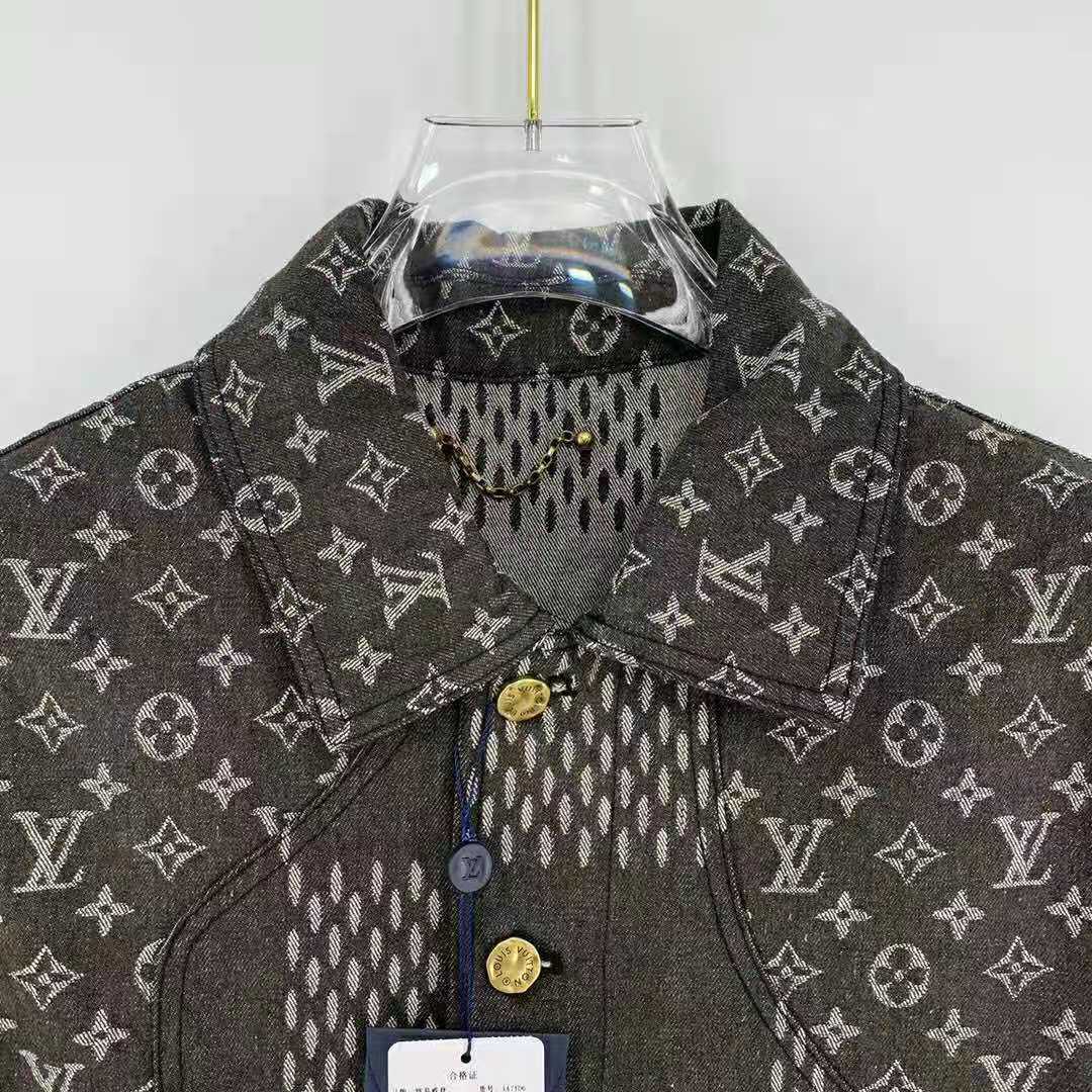 Louis Vuitton LV Men Giant Damier Waves Monogram Denim Jacket - LULUX