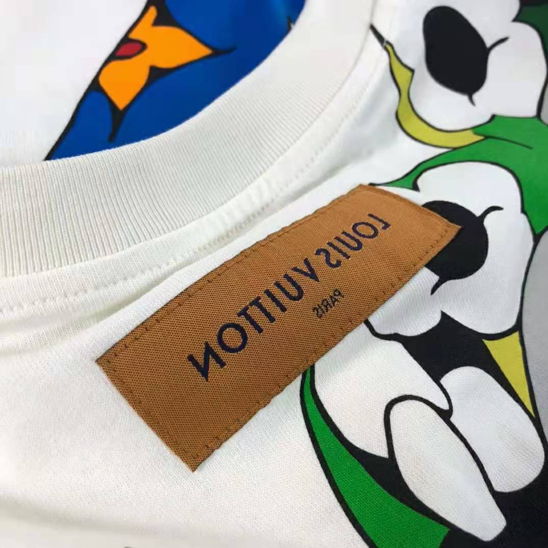 Louis Vuitton Men LV Pendant Embroidery T-Shirt Cotton White Loose Fit -  LULUX