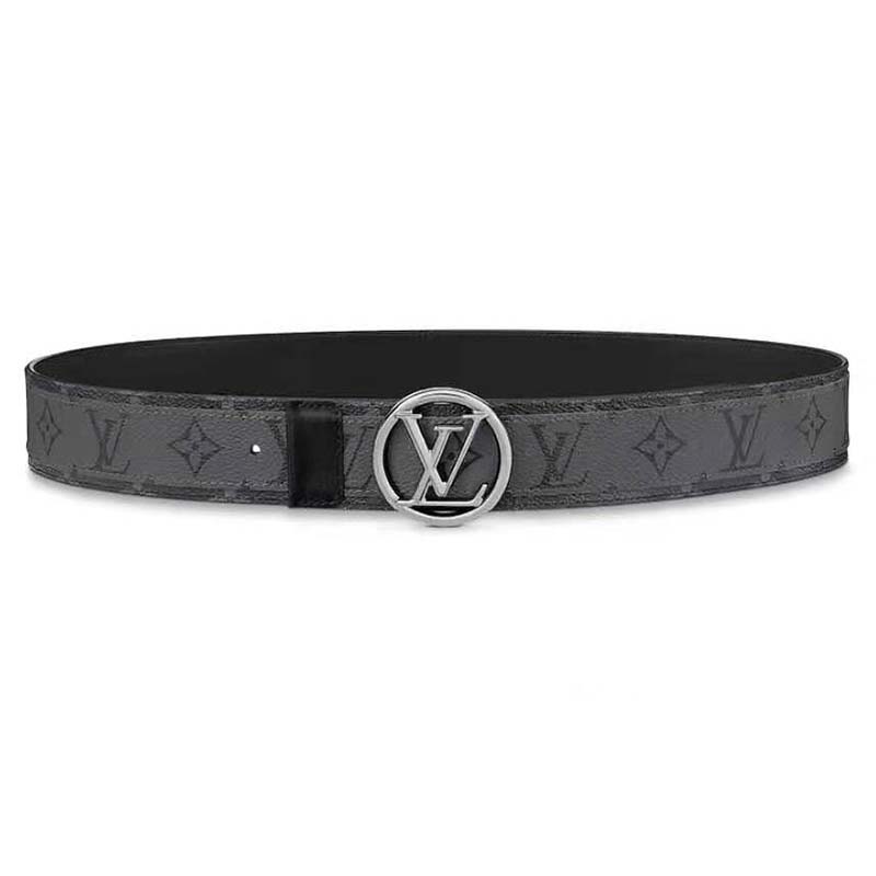 Louis Vuitton LV Circle 40mm Reversible Belt Black Grey Monogram Eclipse. Size 110 cm