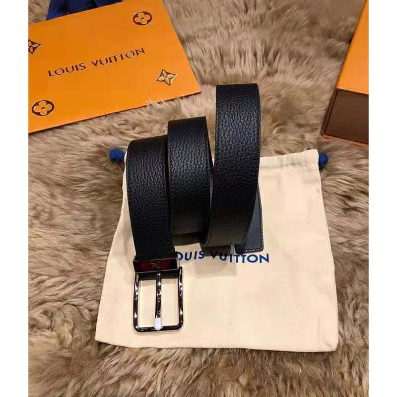 Louis Vuitton LV City Pin 35mm Belt Black Calf. Size 95 cm