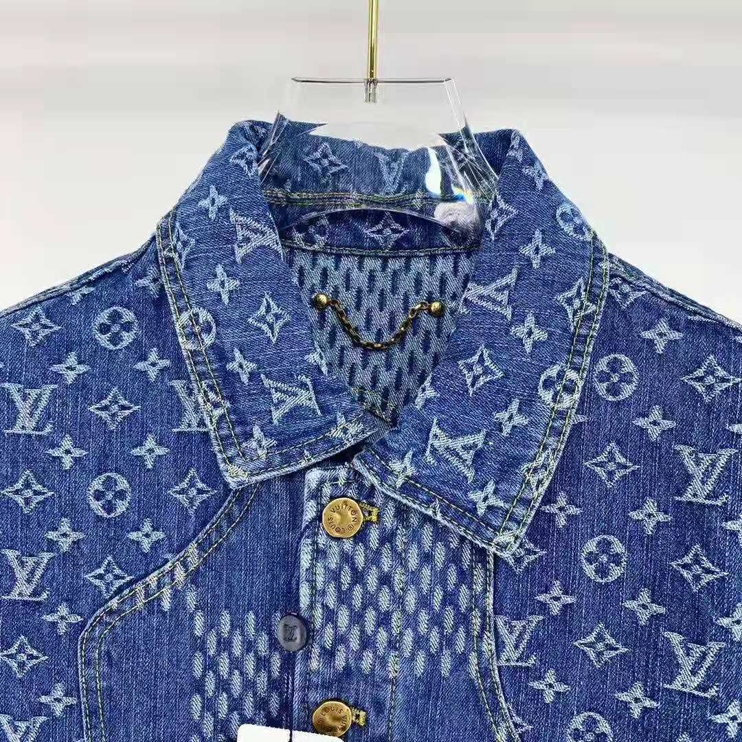 Authentic LOUIS VUITTON Monogram Denim Jacket Women's #34 Cotton Blue Rank  AB+ in 2023