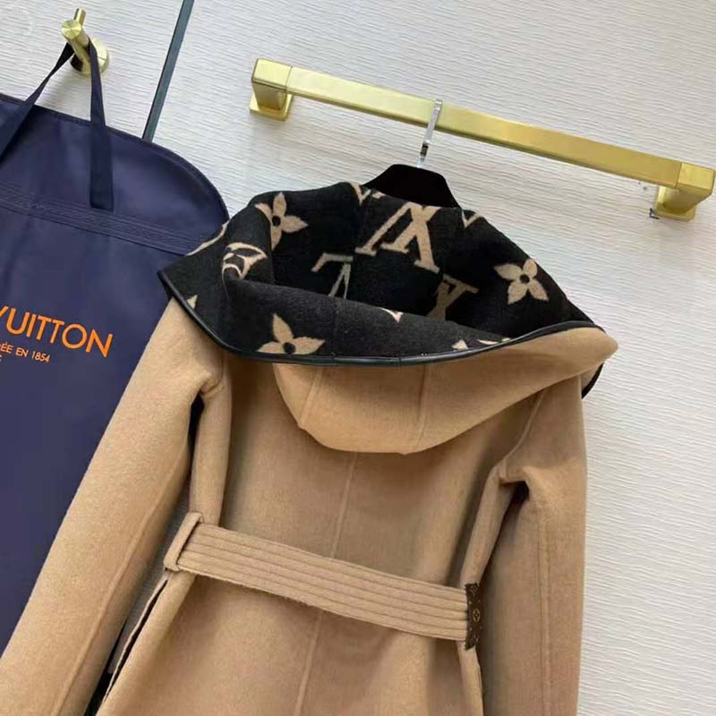 Louis Vuitton - Belted Double Face Hooded Wrap Coat - Camel - Women - Size: 34 - Luxury