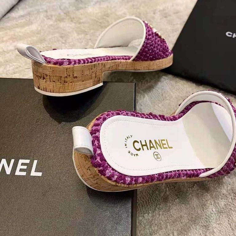 chanel mules tweed