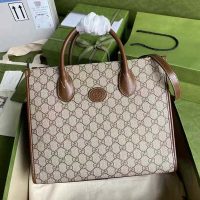 Gucci Unisex GG Small Tote Bag Beige/Ebony GG Supreme Canvas