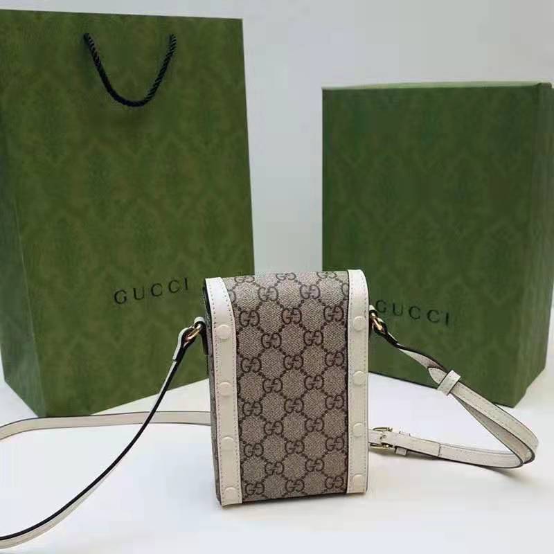 Gucci Women Horsebit 1955 Mini Bag Beige Ebony GG Supreme Canvas - LULUX