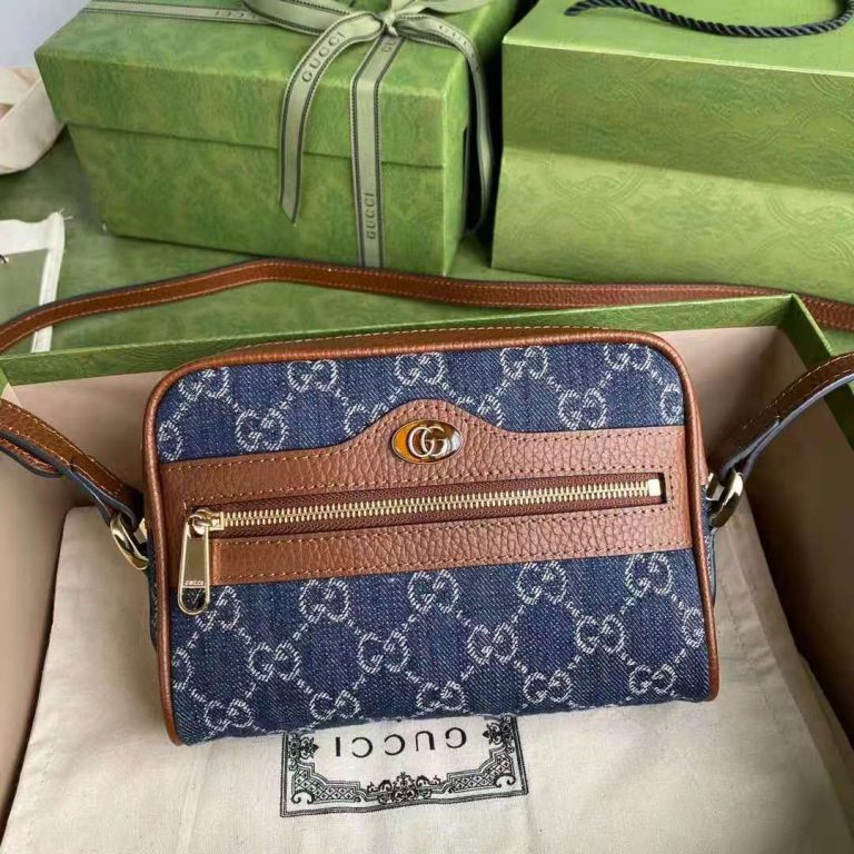 ophidia gg jacquard denim mini bag