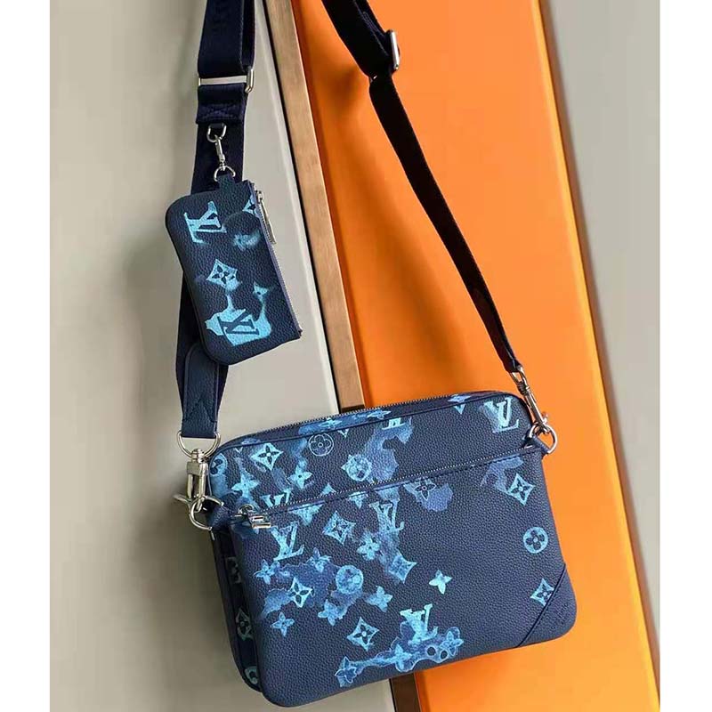 Louis Vuitton Trio Messenger Cobalt Blue in Monogram Coated Canvas/Taiga  Cowhide Leather with Silver-tone - GB