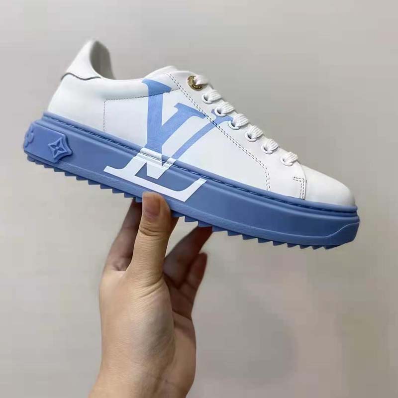 LOUIS VUITTON time out line sneakers shoes 37 White x blue