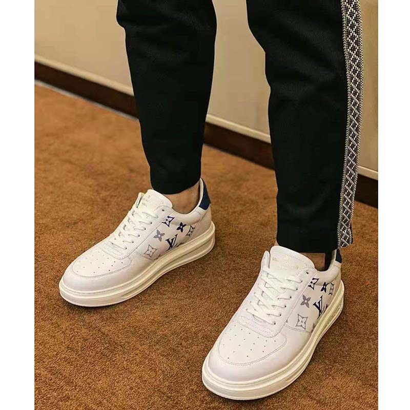 LOUIS VUITTON LOUIS VUITTON Beverly Hills Sneaker 8 Men Shoes Monogram  Embossed Leather White