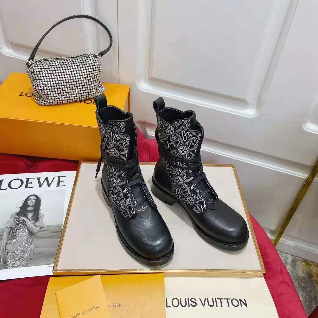 Louis Vuitton Jacquard Since 1854 Metropolis Flat Ranger Boots Sz