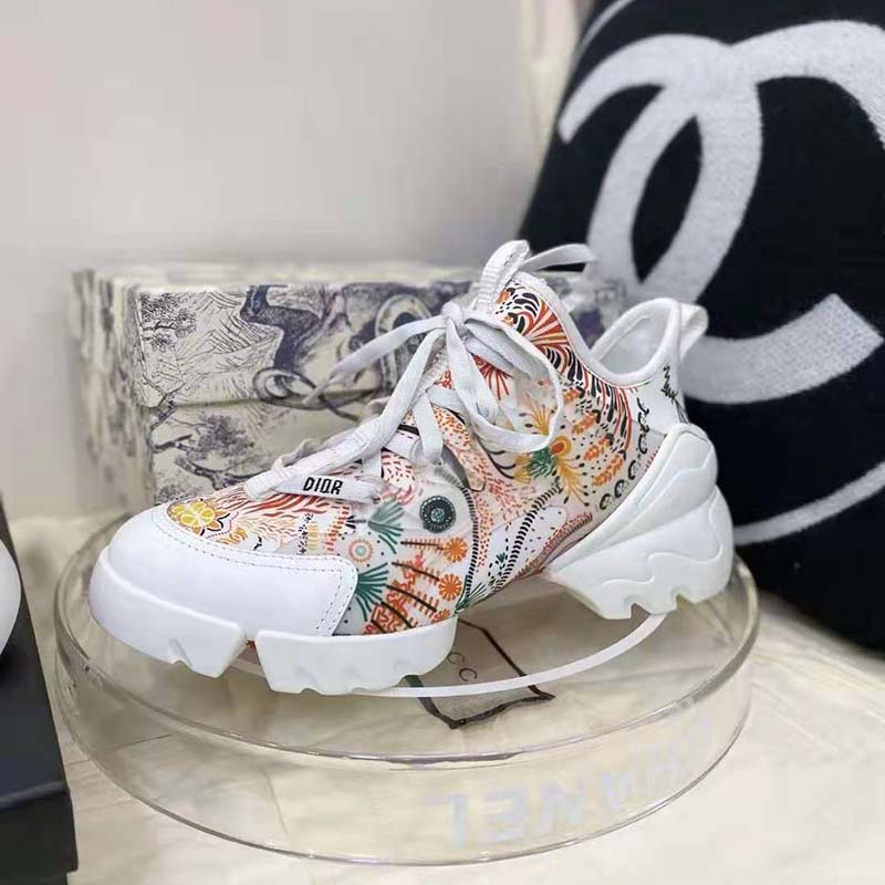 Dior Two Tone Firework Print Fabric D-Connect Sneakers Size 39 Dior