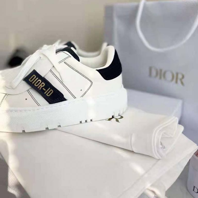 Dior Women DiorID Sneaker White and Deep Blue Calfskin and Rubber LULUX