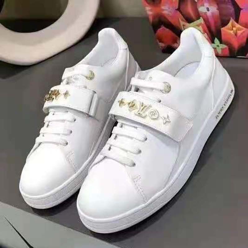 Louis Vuitton White Leather Monogram Flower Frontrow Sneakers Size 8/38.5 -  Yoogi's Closet