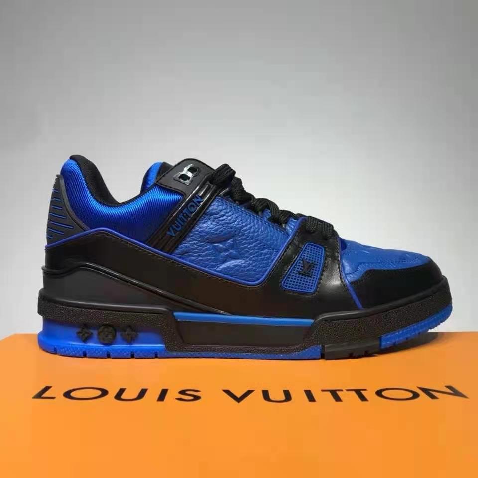 LV Trainer Sneaker 2023 Grained Calf Leather #54 Marine – 90sen
