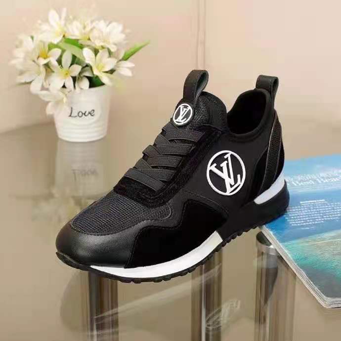 LOUIS VUITTON sneakers 1A87AM Run away line fabric/leather Black Women Used