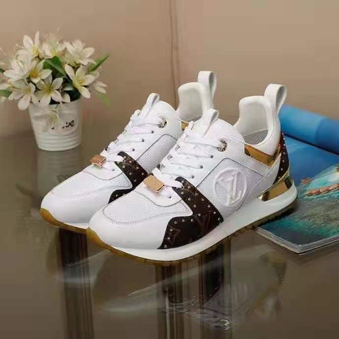Louis Vuitton White Mesh & Monogram Canvas Reverse Run Away Sneakers  Leather ref.318498 - Joli Closet