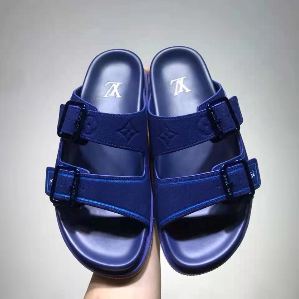 Leather sandal Louis Vuitton Blue size 38 EU in Leather - 33856081