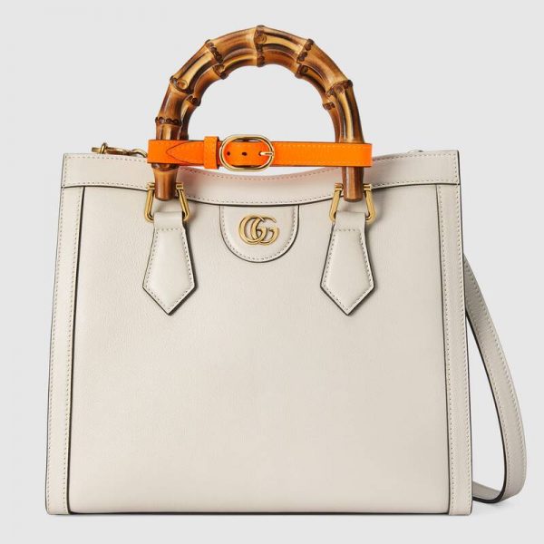Gucci GG Women Gucci Diana Small Tote Bag Double G White Leather - LULUX