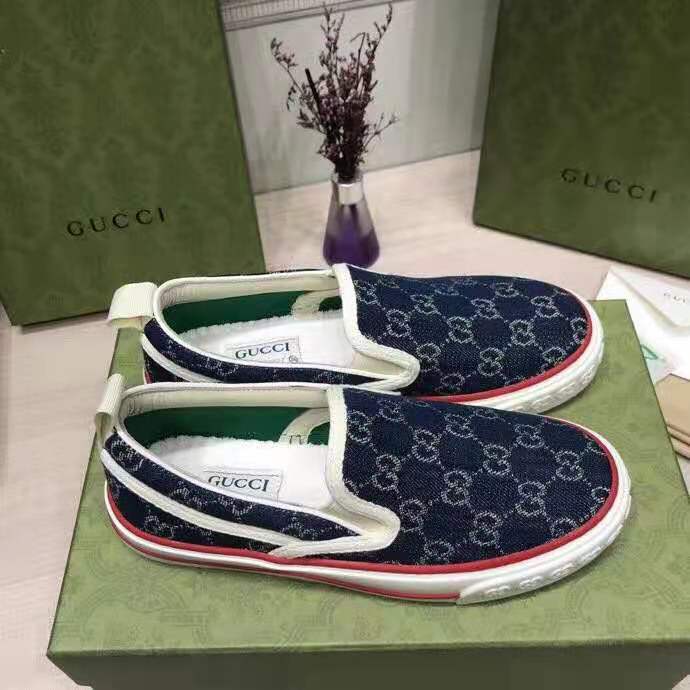 Gucci 643489 2KQ20 4465 Men's Shoes Blue & Ivory Jacquard Denim Slip-O –  AmbrogioShoes