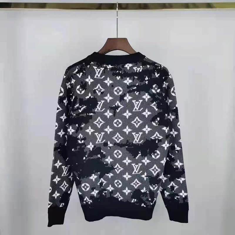 Louis Vuitton Black Distressed Monogram Sweater
