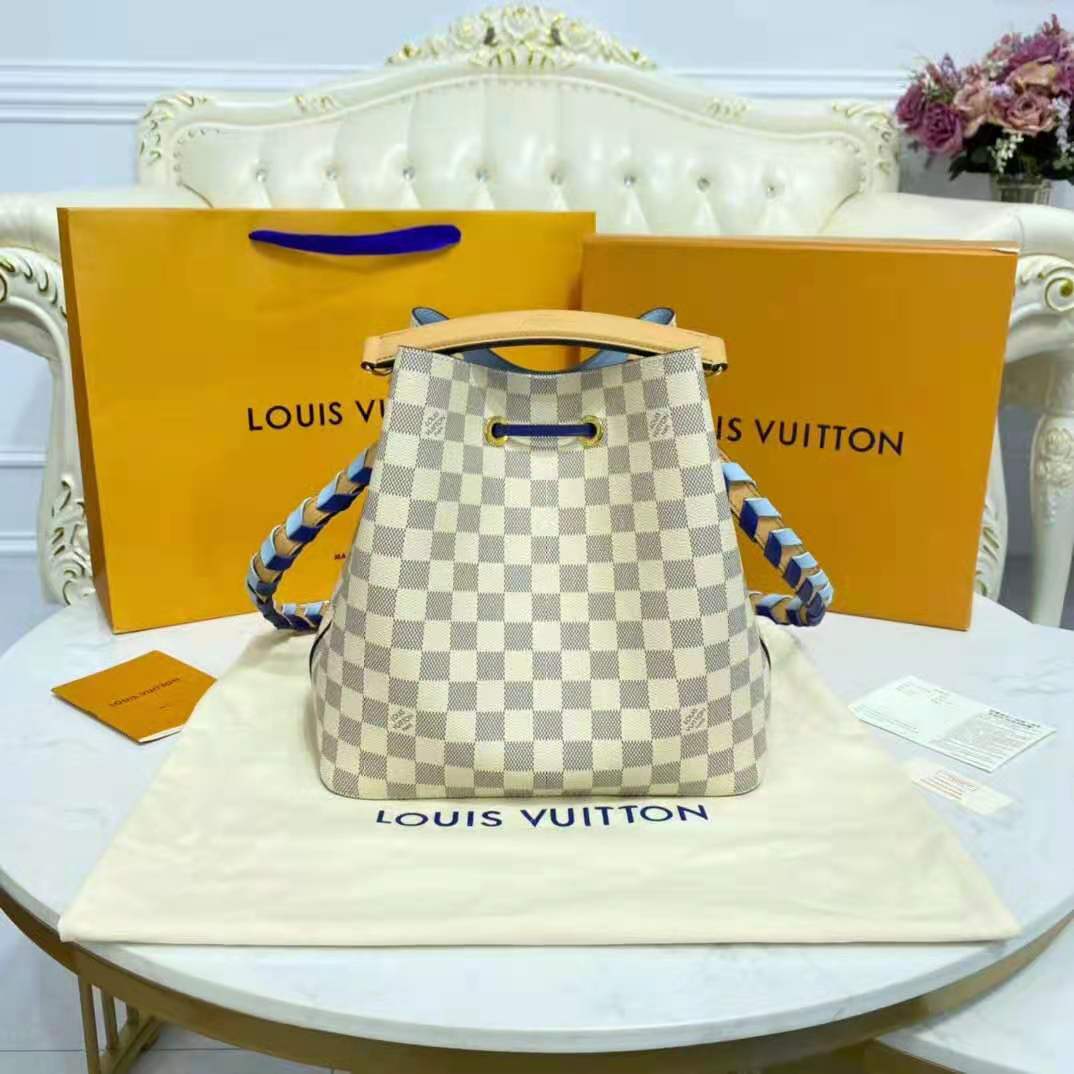 Louis Vuitton LV Women NéoNoé BB Bucket Bag Damier Azur Coated Canvas -  LULUX