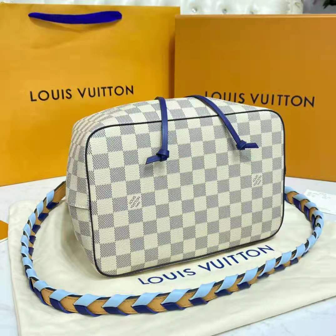 Louis Vuitton LV Unisex Néonoé MM Bucket Bag Blue Damier Azur Coated ...