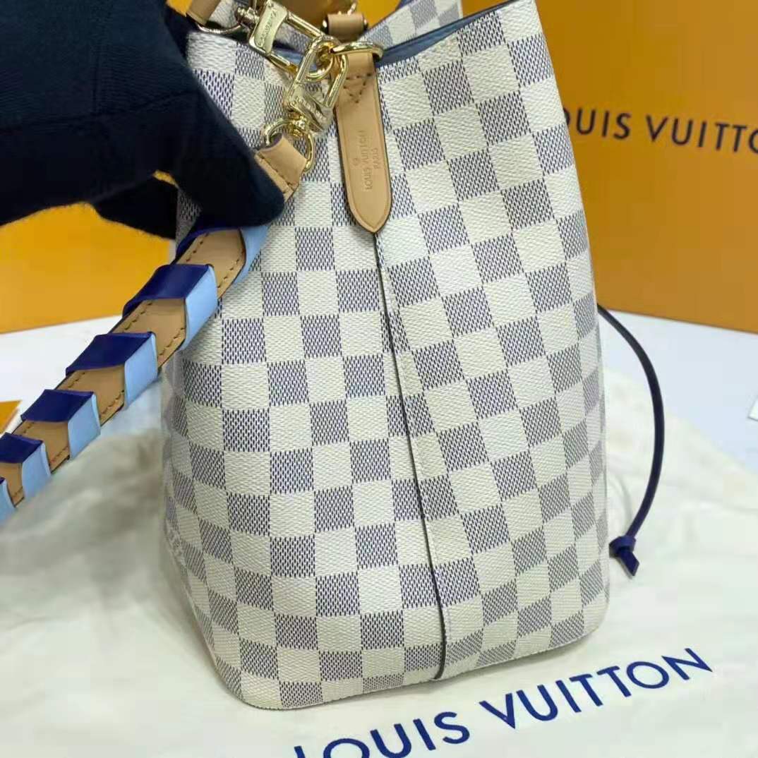 LV LV Unisex Néonoé MM Bucket Bag Blue Damier Azur Coated Canvas in 2023