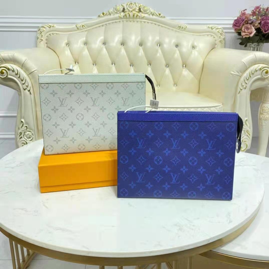 Louis Vuitton Pochette Voyage MM Monogram Bandana Bleached Blue in Cowhide  Leather with Silver-tone - GB