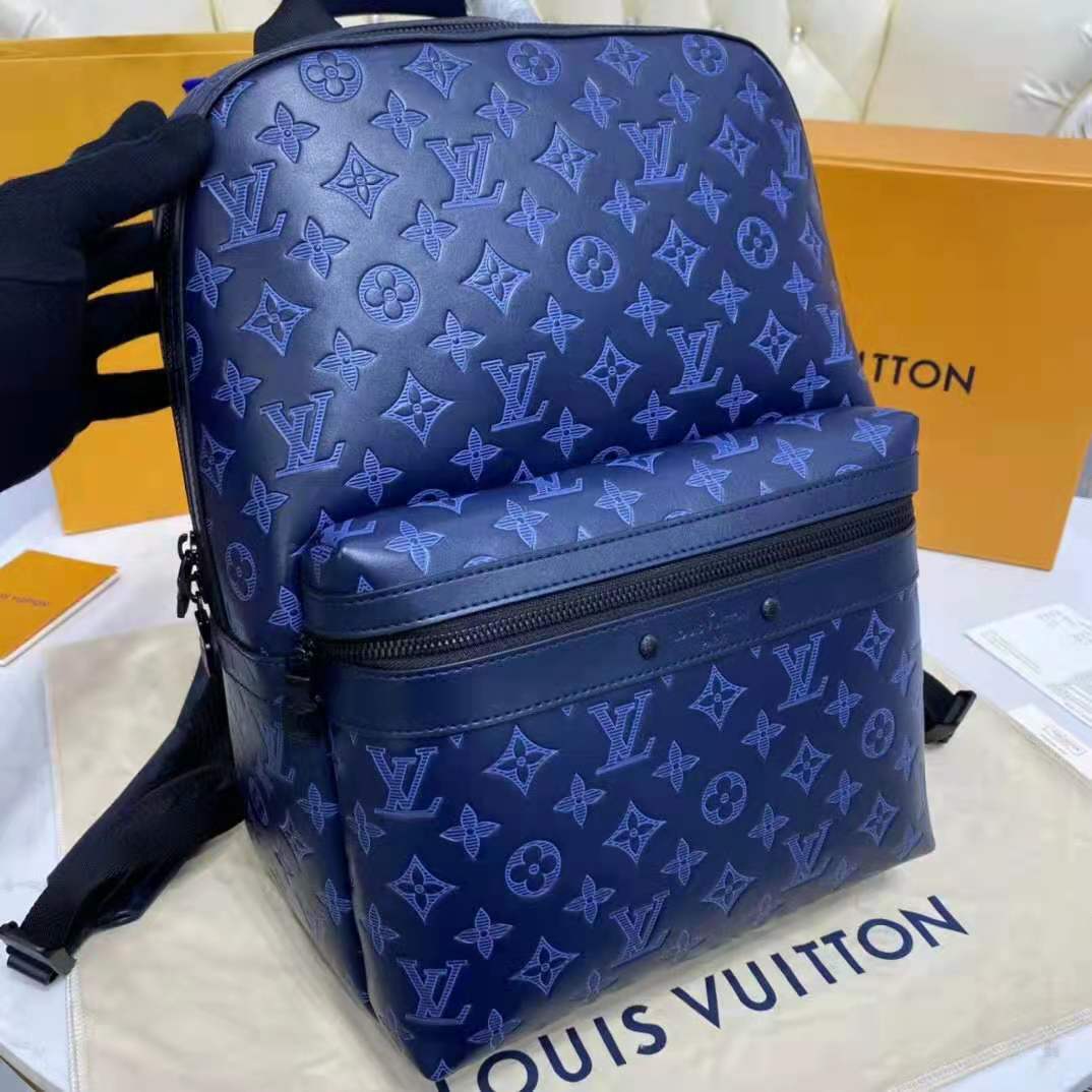 LOUIS VUITTON Louis Vuitton Monogram Shadow Splinter Backpack Blue M45728  Men's Calf Rucksack/Daypack