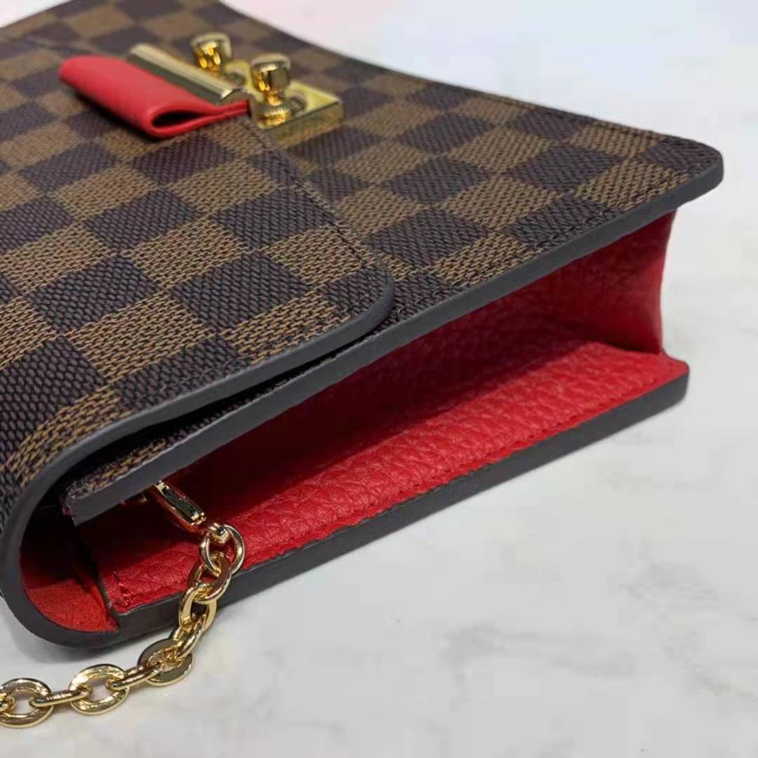 Louis Vuitton Croisette chain bag Red Beige Dark brown Cloth ref.623850 -  Joli Closet