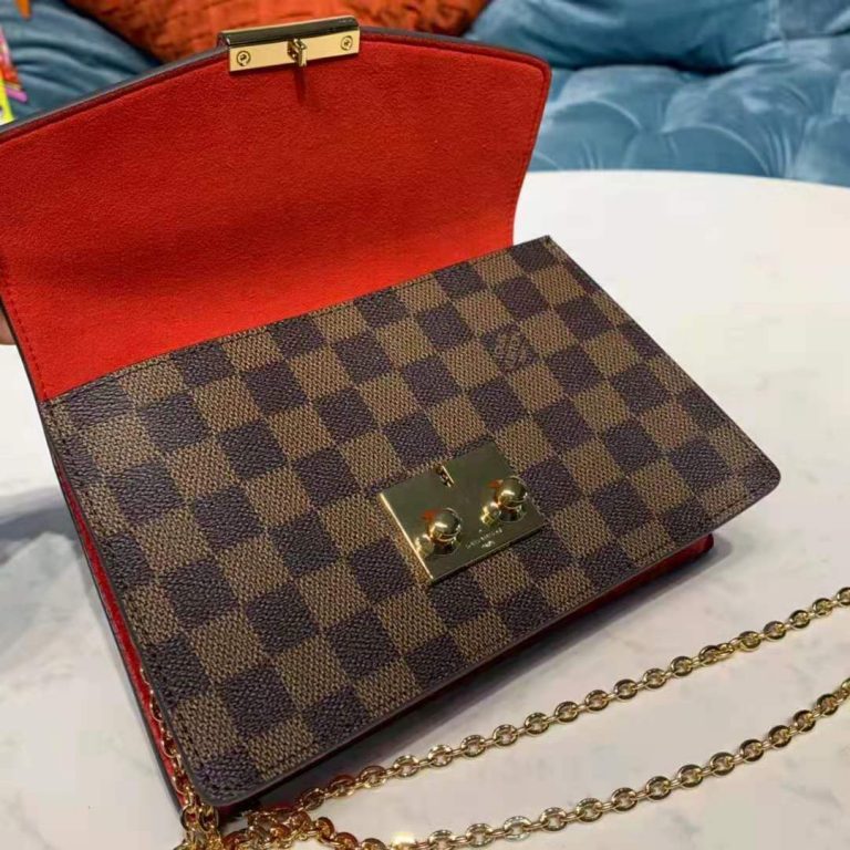 Louis Vuitton Damier Ebene Magnolia Pink Croisette Chain Wallet