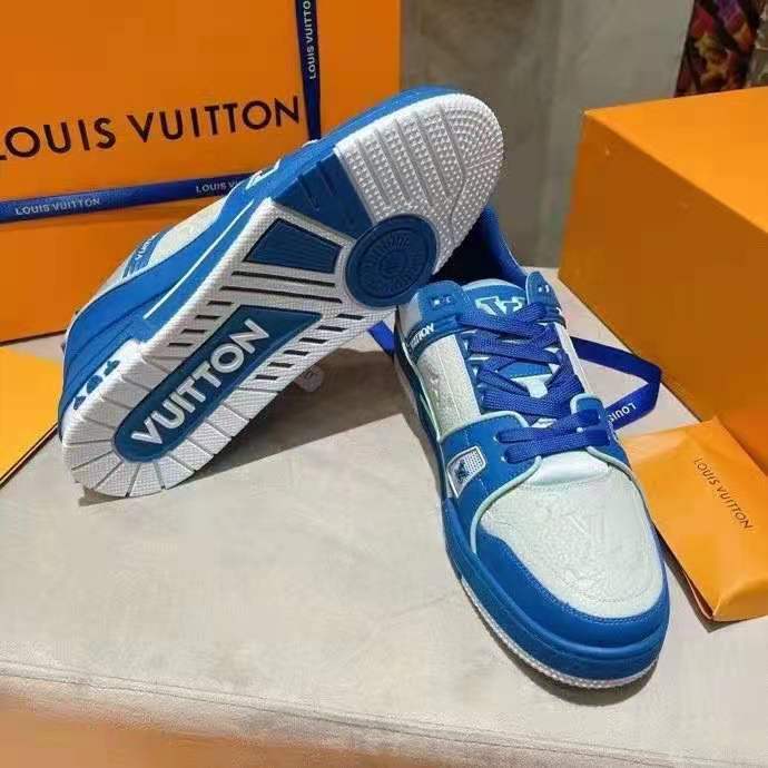 Louis Vuitton Trainer Low 'Blue Embossed Monogram' — Kick Game