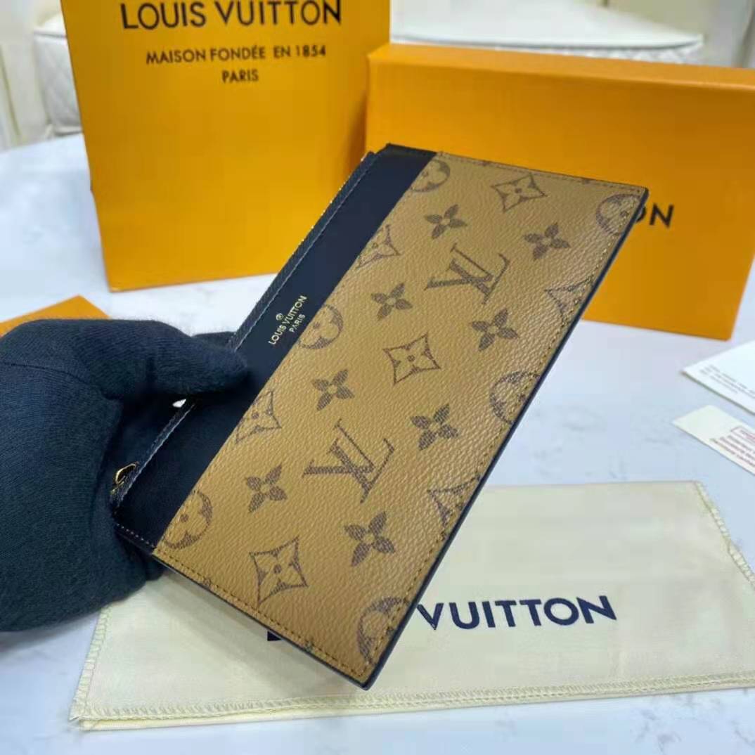 LOUIS VUITTON Slim Purse Wallet Monogram Reverse Canvas Black