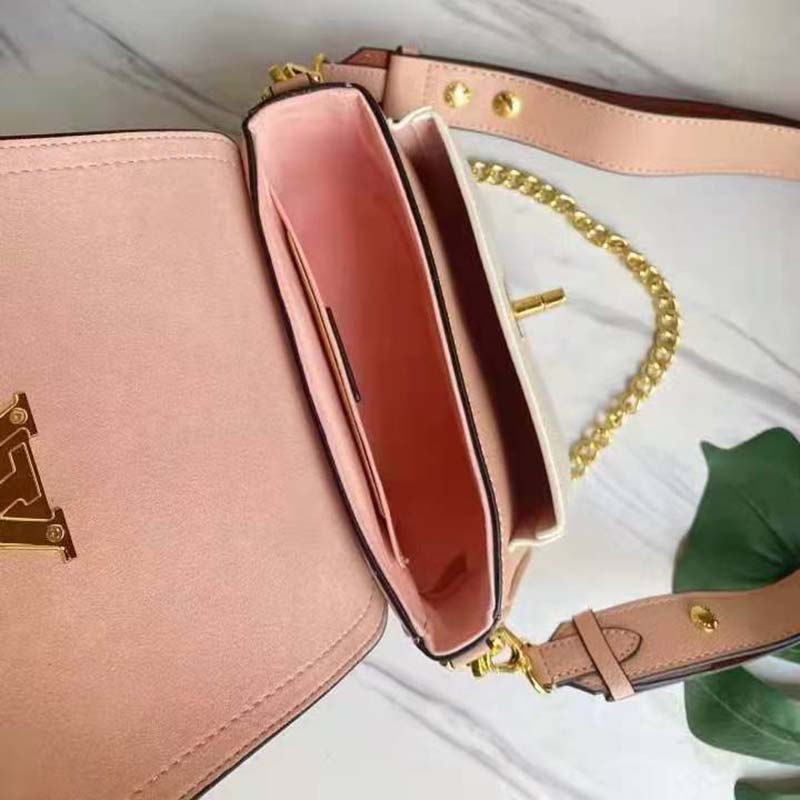 Authentic Louis Vuitton Rose des Sables Pink Grained Calf Leather Lockme  Chain Bag – Italy Station