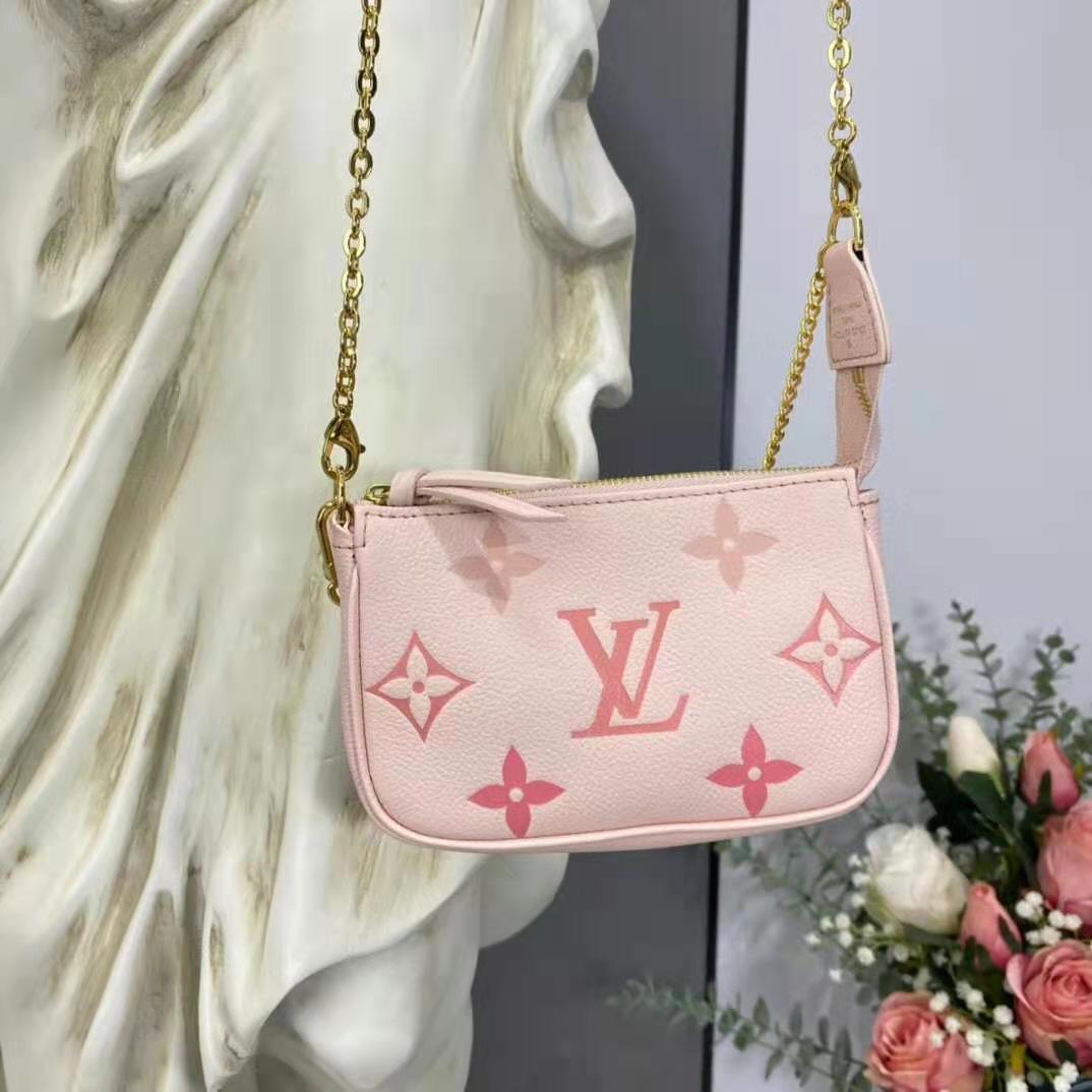 Louis+Vuitton+N%C3%A9oNo%C3%A9+Bucket+%26+Drawstring+Bag+Mini+Pink+Monogram+Empreinte+Leather  for sale online