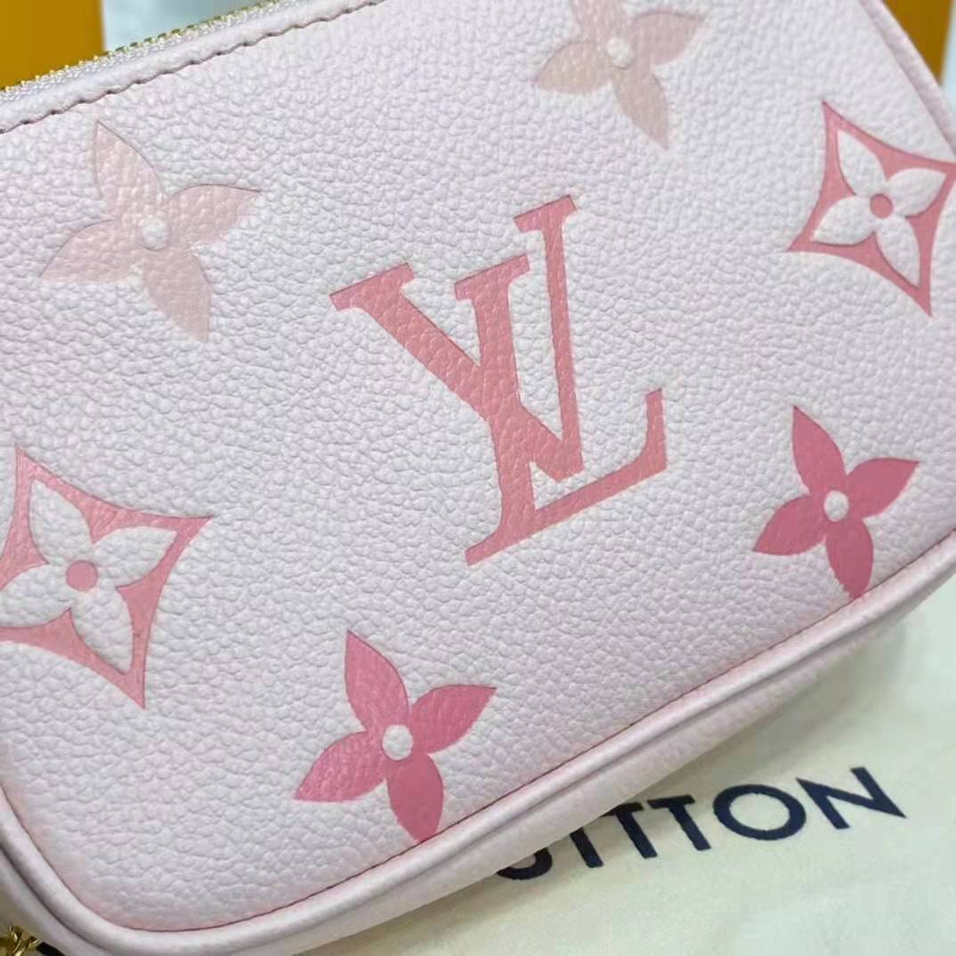 🔥NEW LOUIS VUITTON Mini Pochette Chain Wallet Monogram Pink By