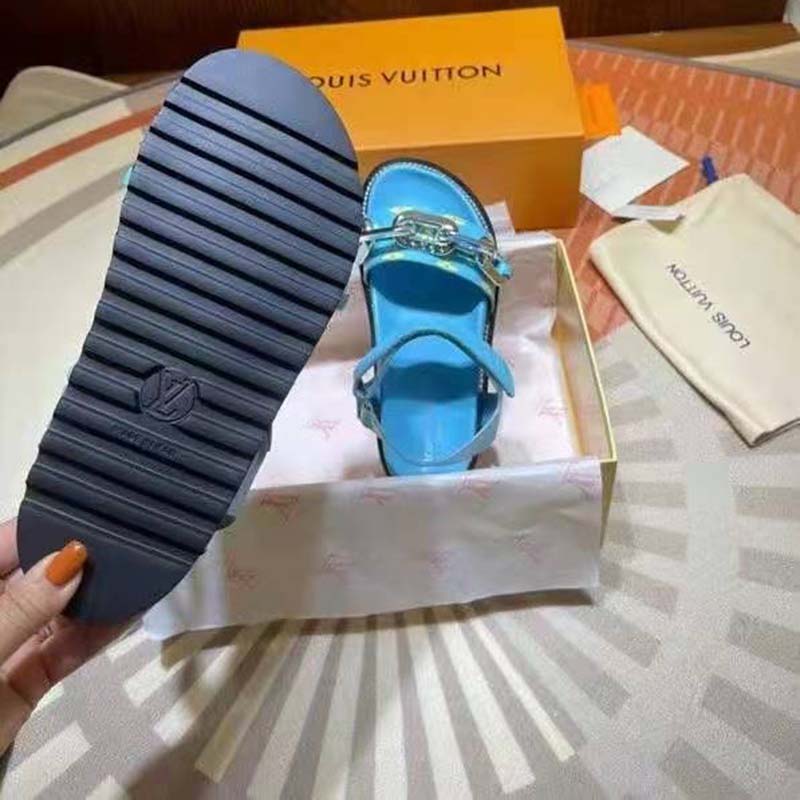 Confort paseo leather mules Louis Vuitton Blue size 37 EU in Leather -  34392243