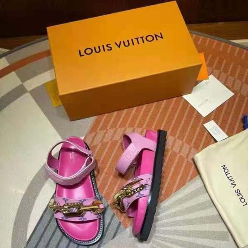 Louis Vuitton LV Women Paseo Flat Comfort Sandal Navy Blue Monogram Denim  Calf - LULUX