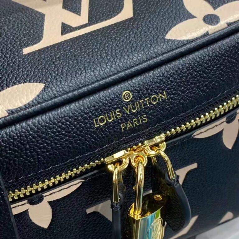 Louis Vuitton LV Women OnTheGo MM Black Beige Embossed Grained Cowhide  Leather - LULUX