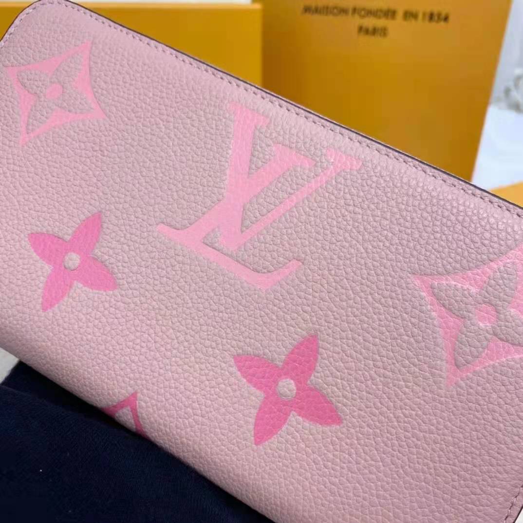 LV LV Women Clémence Wallet Monogram Empreinte Leather Pink in 2023
