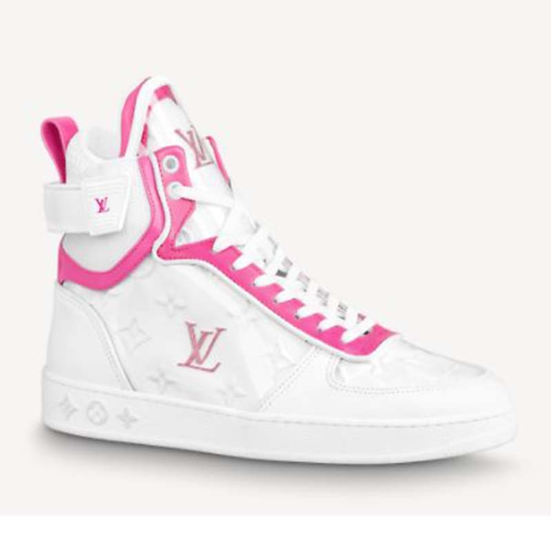L.V Boombox Sneaker Boot Calfskin Leather Spring/Summer Collection  White/Blue/Pink in 2023