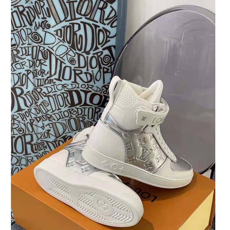 LOUIS VUITTON Leather Boombox Sneakers White/Silver
