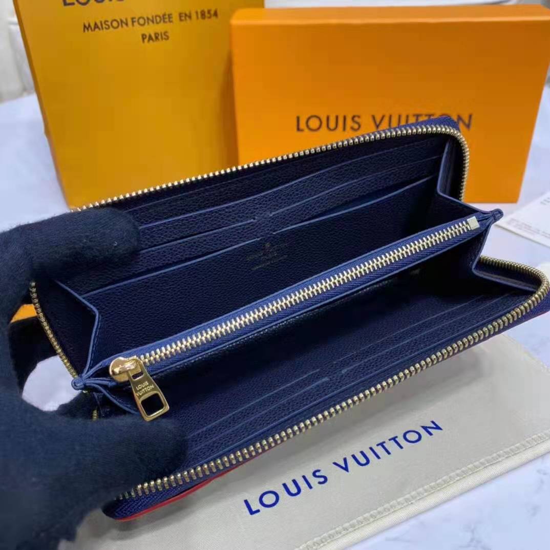 Louis Vuitton Purse Portofeuil Clemence Navy Red Marine Rouge