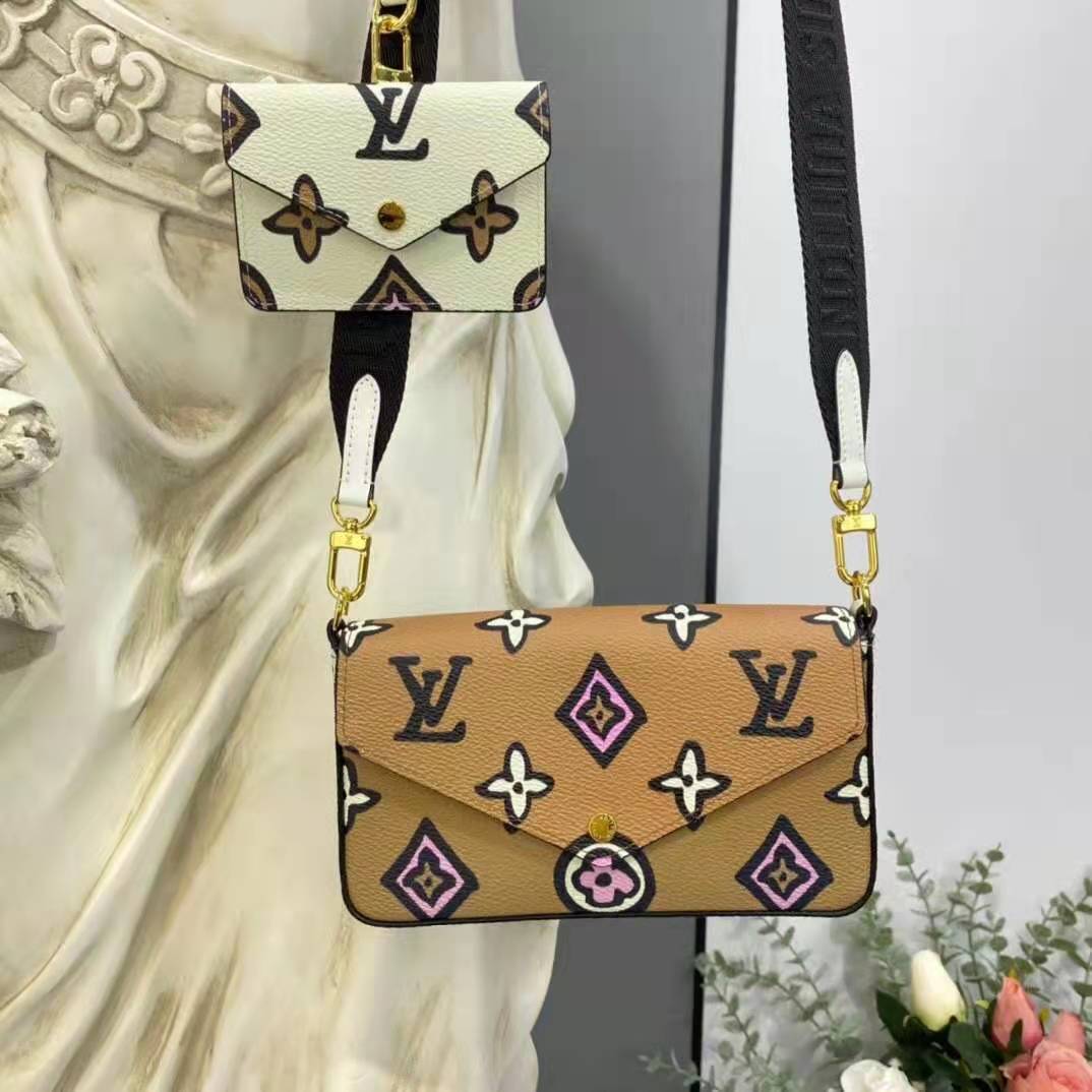 Louis Vuitton Felicie Strap & Go Handbag Monogram Canvas Brown 2314771